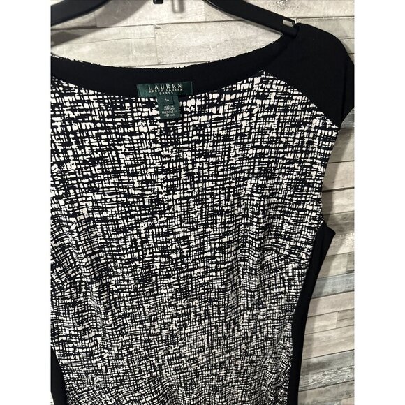 Women’s Lauren Ralph Lauren Sleeveless Dress Black White Plus Size 14 - Picture 8 of 16